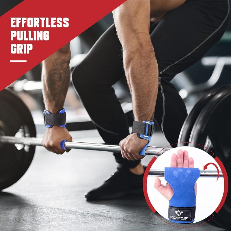 COFOF Weight Lifting Wrist Strap, Double Layer Leather Wrist Strap for Deadlift and Powerlifting, Adjustable Neoprene Padded Gym Workout Lifting Hooks (Pair) - Image 5